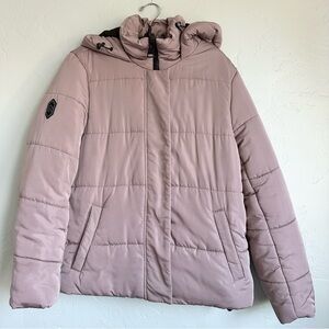 Free Country Women's Mauve Gray Hooded Puffer Jacket‎ Winter Snow Medium EUC